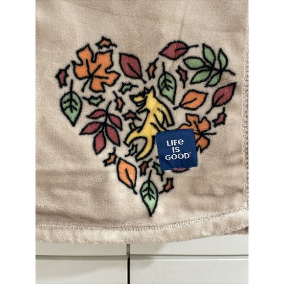 DOG JUMPING IN LEAF PILE Fall Life Is Good Outdoor 50x70 Throw Blanket Autumn - Picture 2 of 6